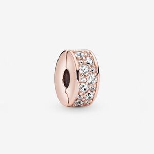 Pandora - Clear Pavé Clip Charm 14k Rose Gold-Plated Unique Metal Blend